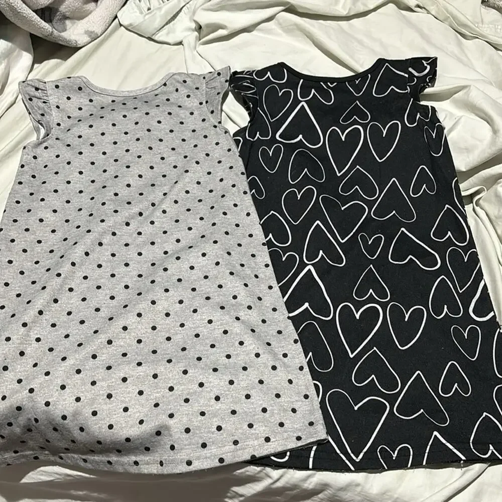Carters 4/5 nightgown duo grey black girls rule and hearts euc